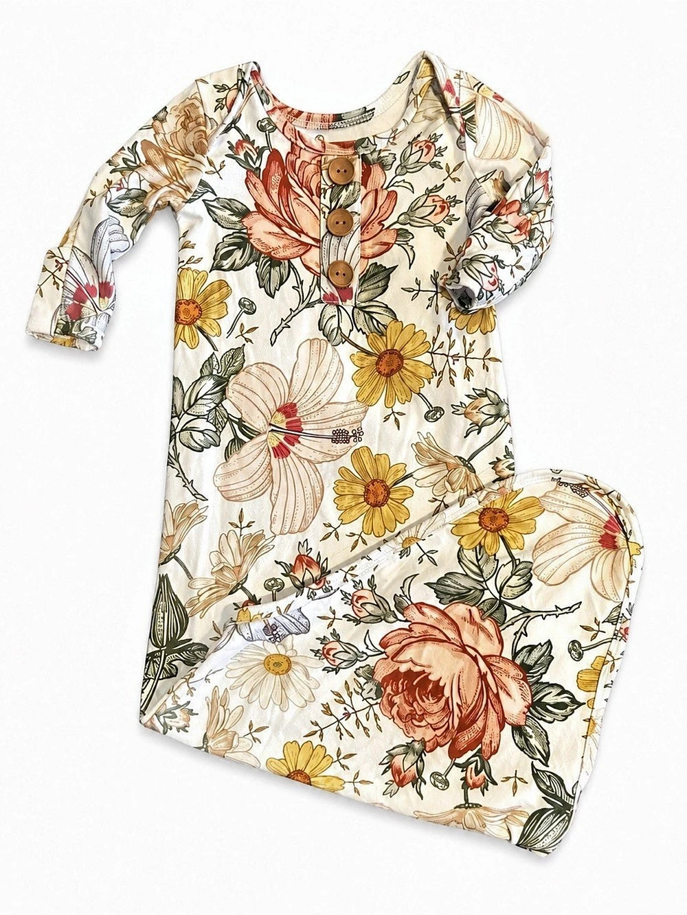 Caden Lane Baby Floral Knotted Gown 0-3 Months NWOT
